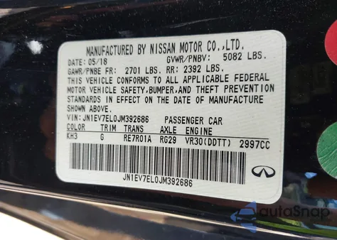 2018 Infiniti Q60 3.0T Luxe from USA, damaged, VIN JN1EV7EL0JM392686